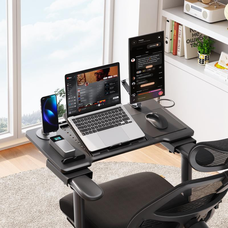 Newtral Ergonomic Office Chair with Footrest - Home Office Desk Chair with Adaptive Lumbar Support, 4D Armrest, Adjustable Seat Depth & Height (2D Headrest, Black)