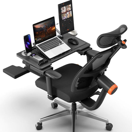 Newtral Ergonomic Office Chair with Footrest - Home Office Desk Chair with Adaptive Lumbar Support, 4D Armrest, Adjustable Seat Depth & Height (2D Headrest, Black)